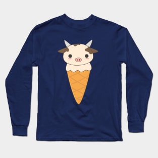 Kawaii Cute Cow Ice Cream T-Shirt Long Sleeve T-Shirt